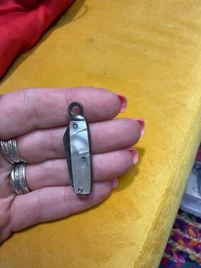 Vintage Mother-of-Pearl Pendant Necklace Charm in Silver and White